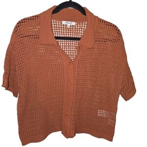 Madewell Terracotta Knit Button-Up Shirt